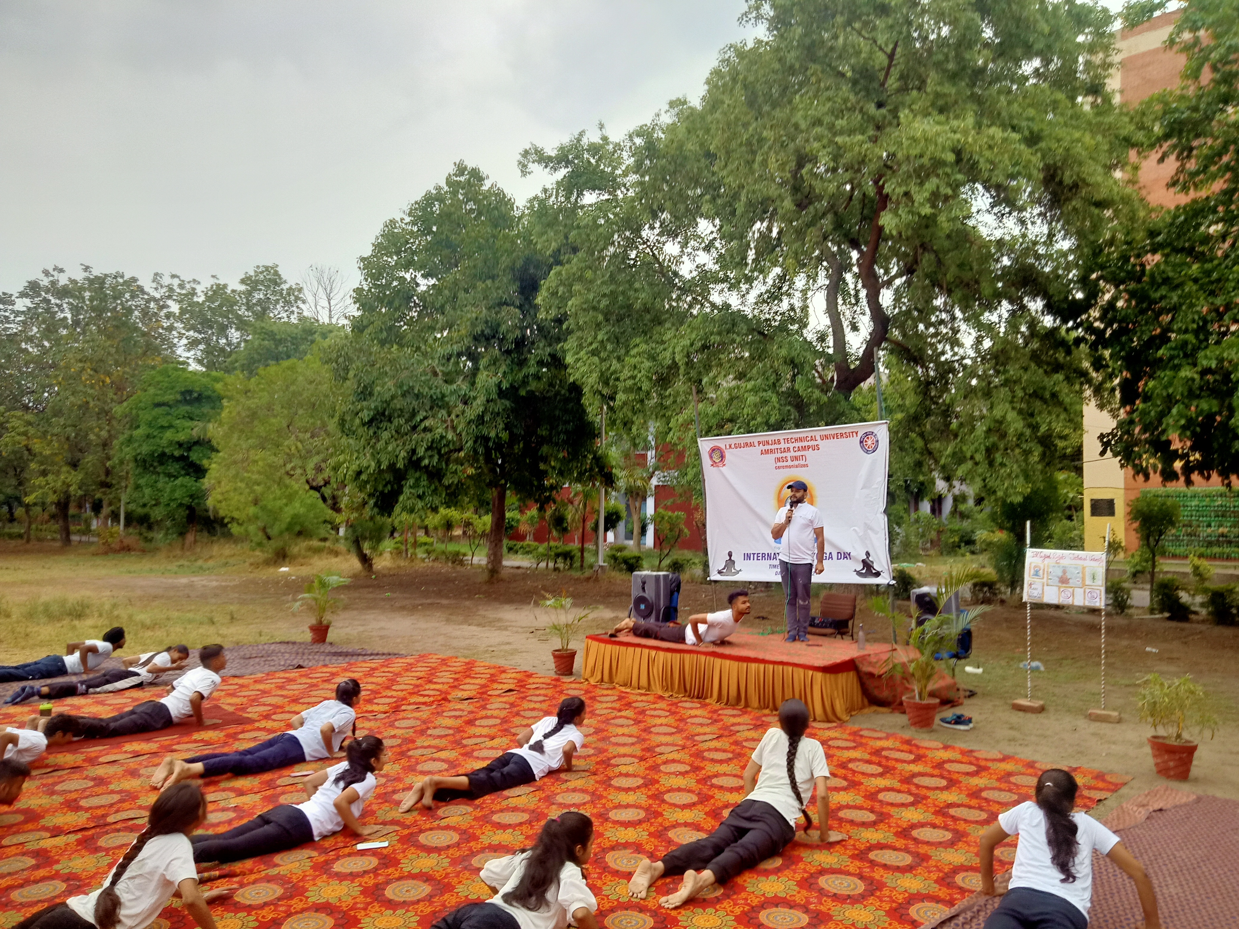 8th International Yoga Day was celebrated and organized by NSS Unit at IKGPTU Amritsar Campus on 21st June 2022 at Sports Ground from 6:00am onwards